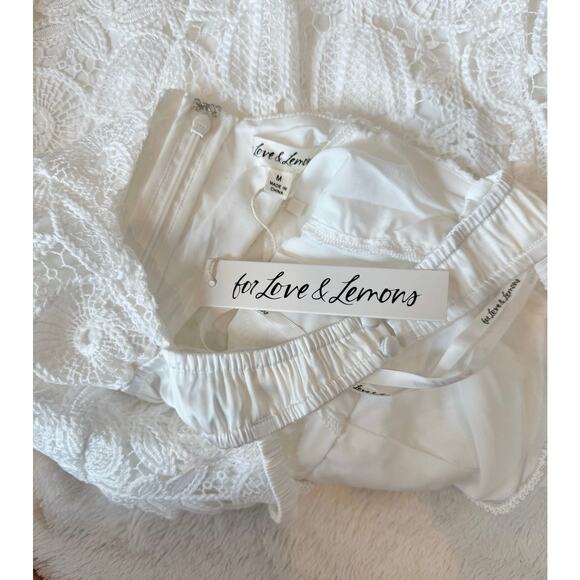 For Love & Lemons NWT White Lace Floral Choker Neck Harriet Mini Dress Medium - Picture 9 of 14